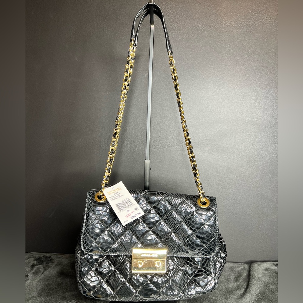 Sloan Michael Kors black and gold sleek crossbody/shoulder purse